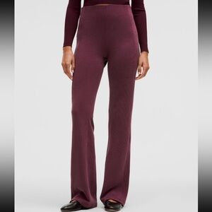 37. Lululemon Ribbed Softstreme Flared Pant Regular in garnet red